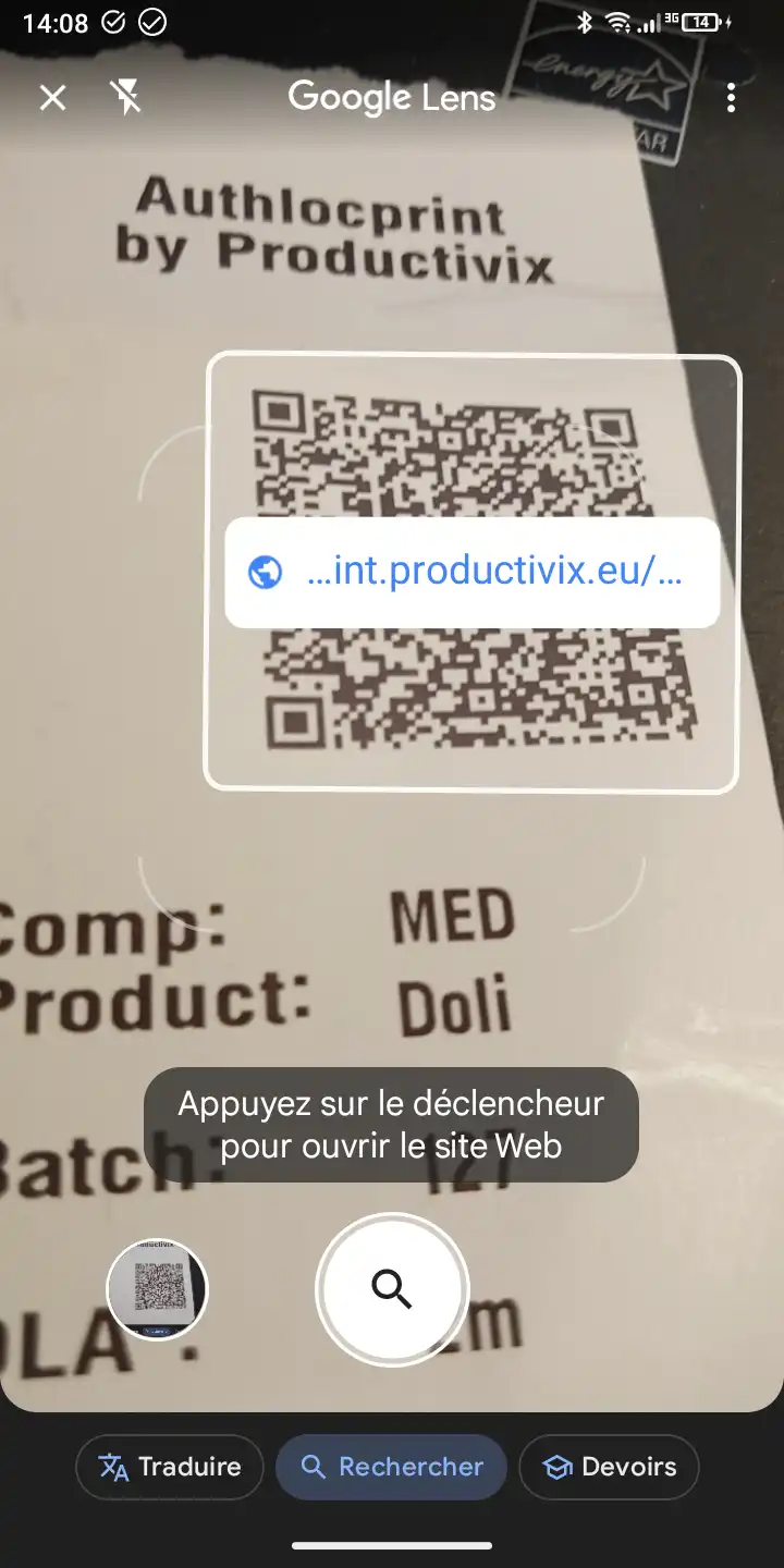 Vérification de produit authentique