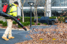 Déblaiement de feuilles devant des bureaux avec le souffleur KC501 .9, le souffleur Kress le plus puissant à ce jour en juin 2026